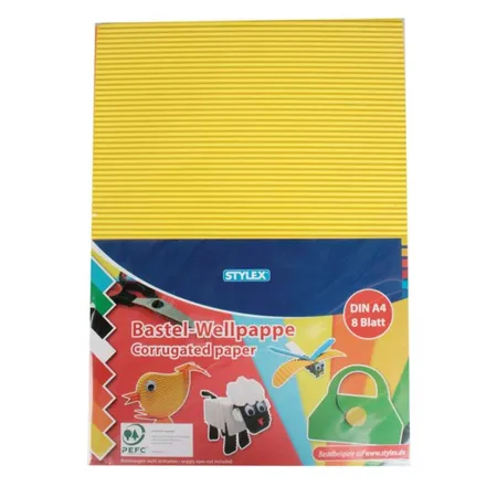 Stylex Schreibwaren Bastellwellpappe / 8 Blatt / A4 / 8 verschiedene Farben