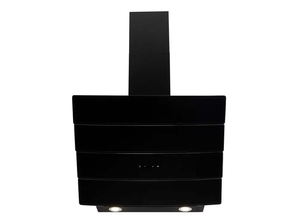 EICO Messina 60 N - Hætte - skorsten vinklet - bredde: 59.5 cm - dybde: 48.2 cm - ekstraktion og gencirkulation (med ekstra ekstraktion og gencirkulationssæt) - med intern motor - sort glas