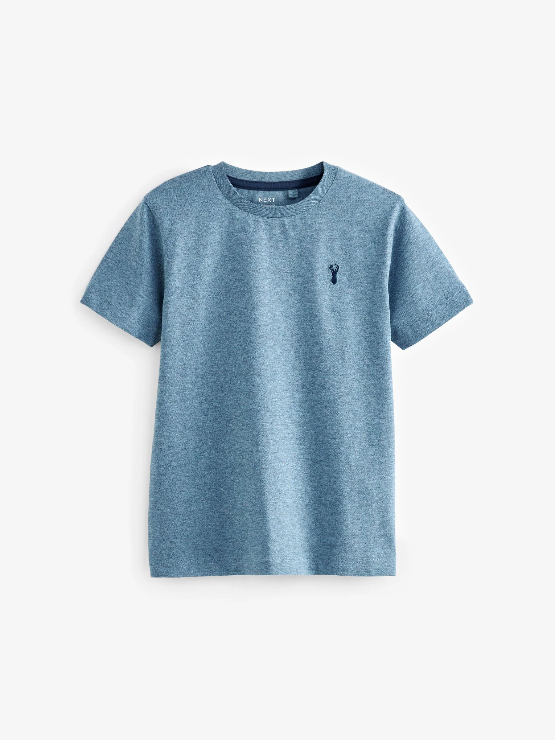 Oranje/Groen/Blauw met textuur - T-shirts met korte mouwen en geborduurd rendier, verpakking van 4 (3-16jr)