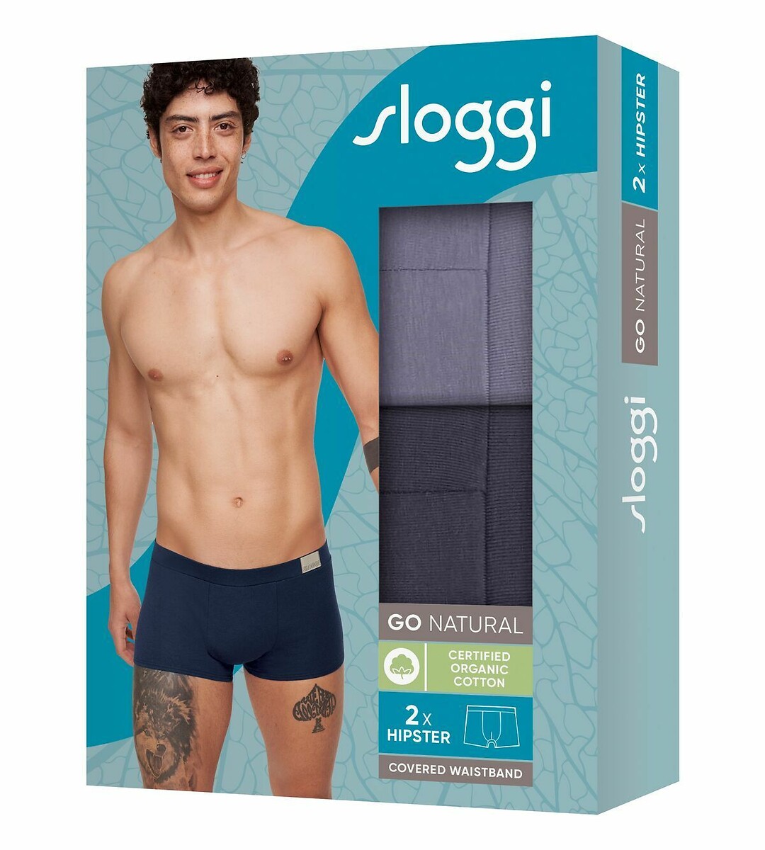 SLOGGI<br>Conjunto de 2 cuecas boxer de algodão natural Go
