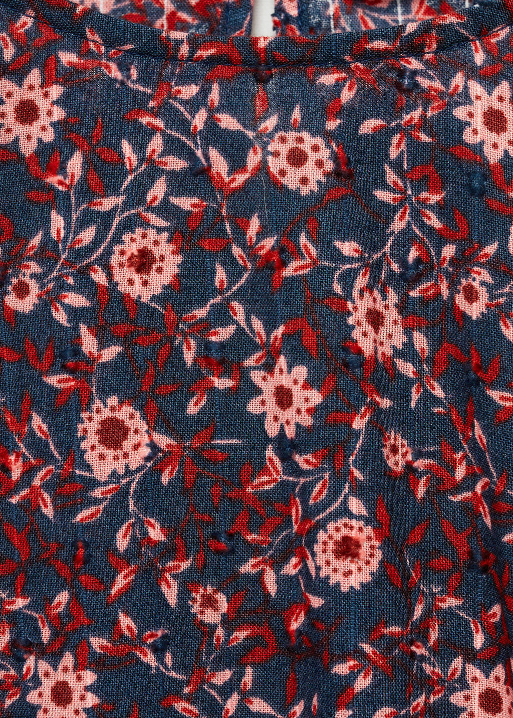 Mango Kids gebloemde A-lijn jurk donkerblauw/rood/roze