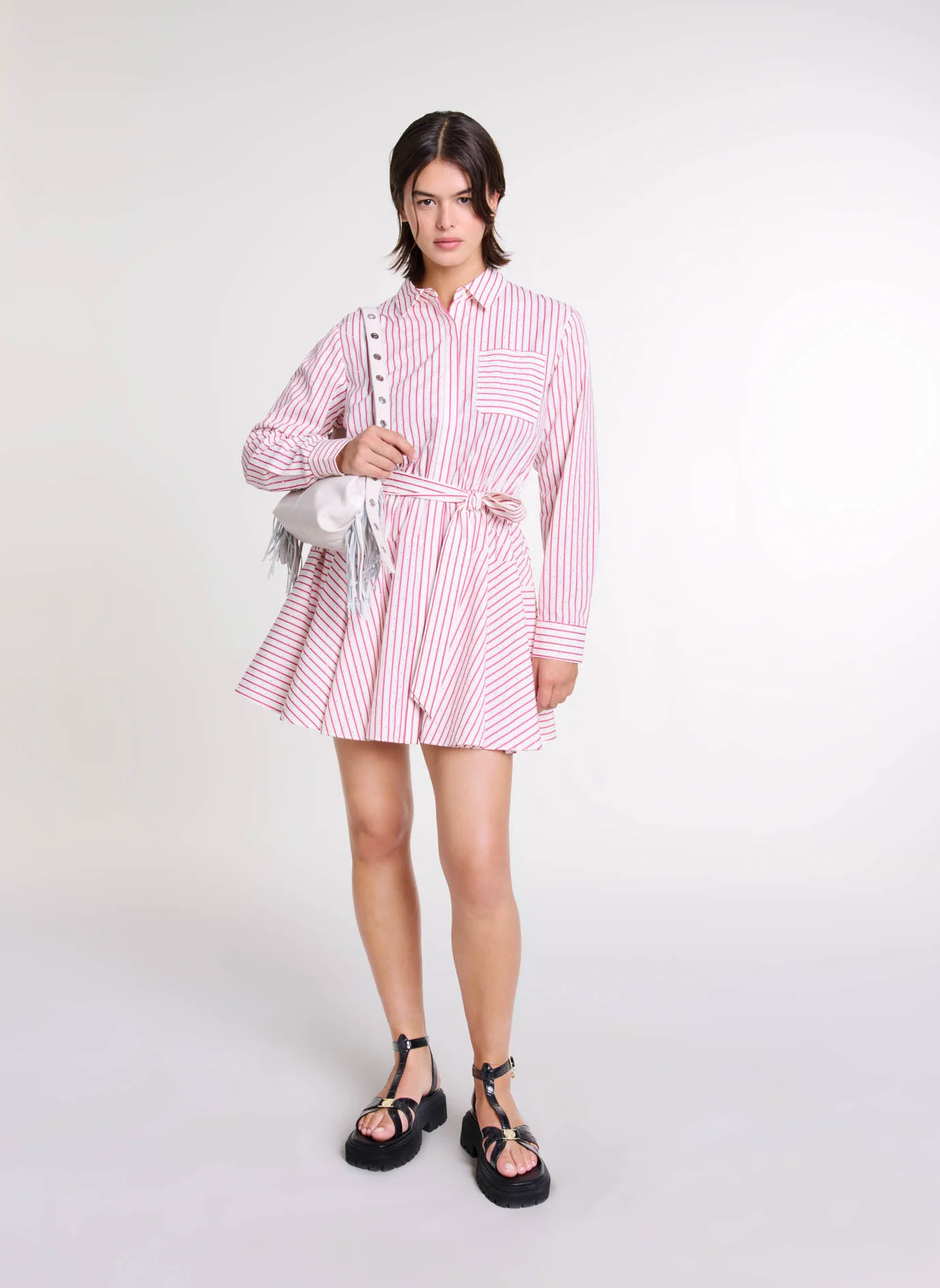 Robe courte imprimée rayures | Rayé