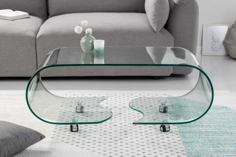 Extravaganter Glas Couchtisch FANTOME 90cm transparent