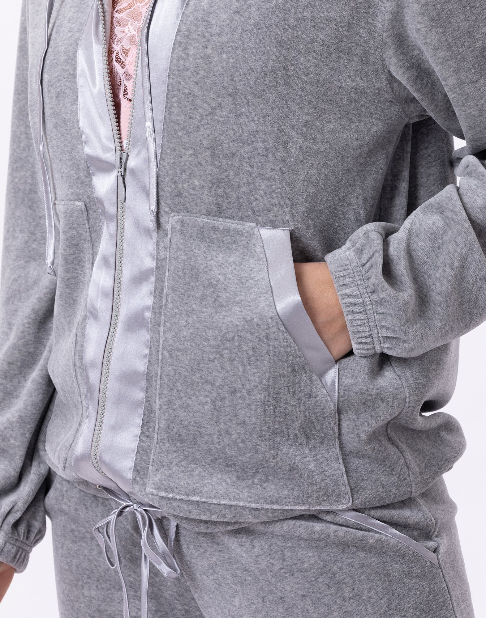 VELVET 870 - Veste zippée en velours | Gris