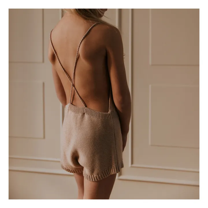 Yuki Combishort Maille Ajourée Coton Bio | Beige