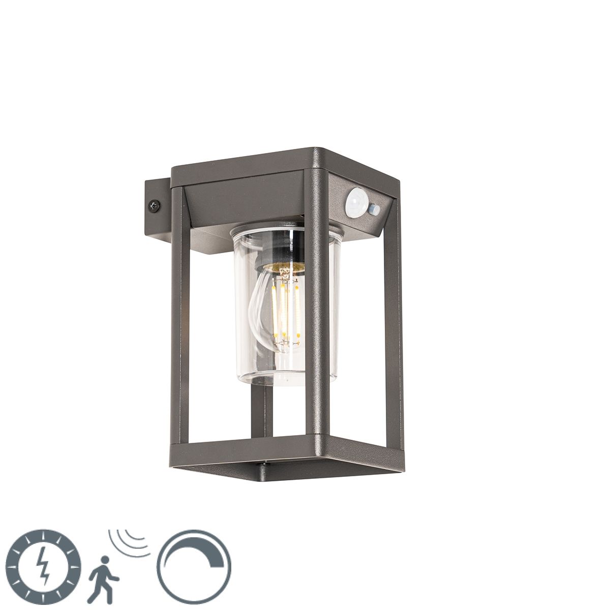 Buiten wandlamp donkergrijs incl. LED en dimlicht op solar - Sonne