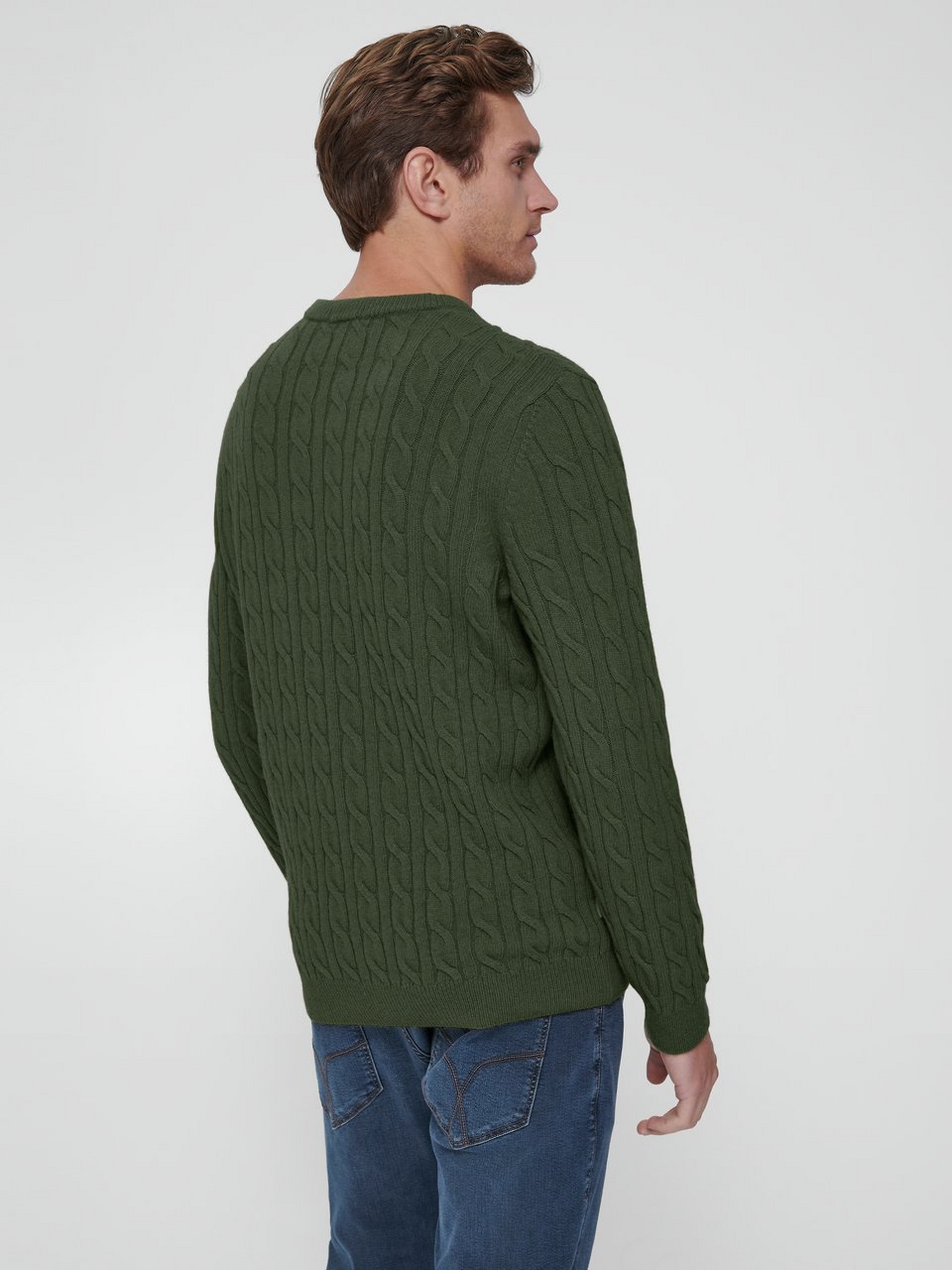 Rundhals-Pullover Lambwool Cable