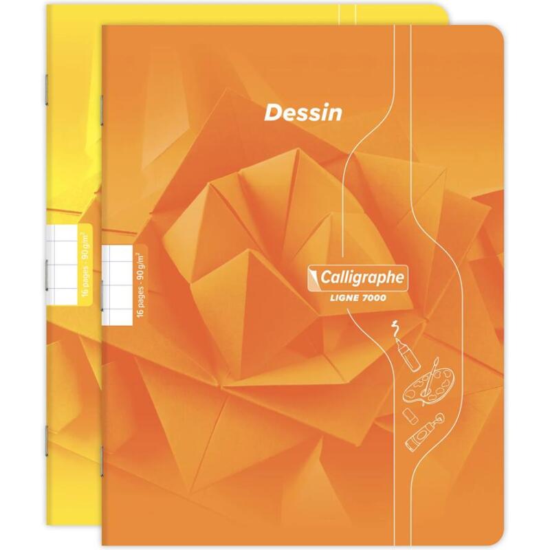 Cahier Dessin scolaire piqué 7000 17x22 cm 16 pages 10x10 90 g - Assortis