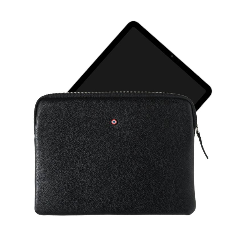Pochette pour Ipad Guillaume Cuir grainé Noir c'est noir