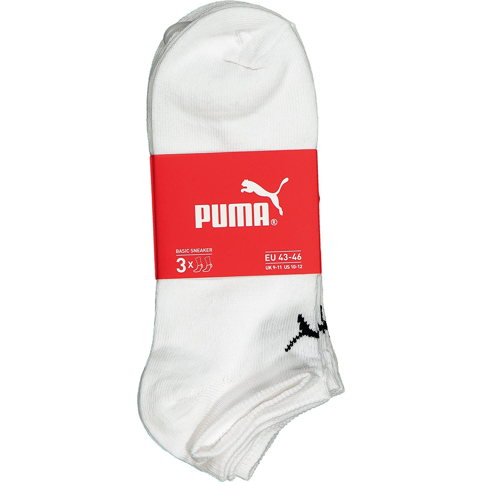 Puma Sneakersocken, 3 Paar 43-46, weiss