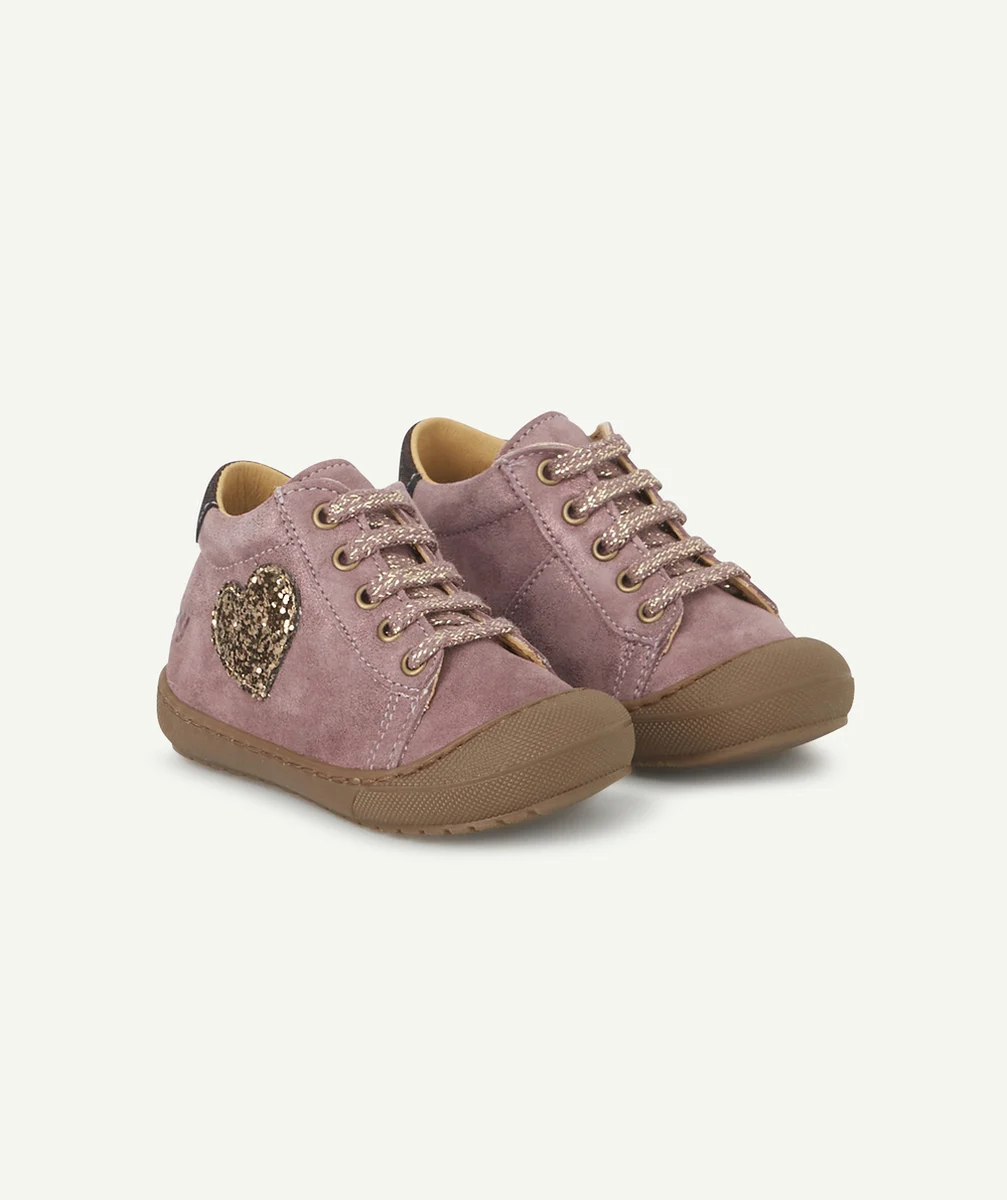 BOPYBOTTINES PREMIER PAS BÉBÉ EN CUIR MAUVE BRILLANT