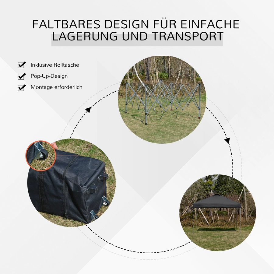 Outsunny Pop-Up-Pavillon zusammenfaltbar schwarz