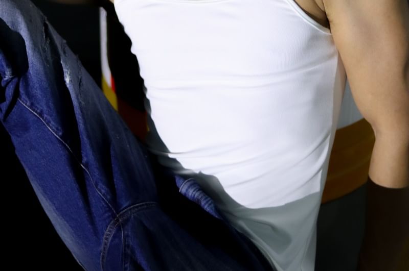 Bjorn - Tanktop met kettingbandjes en effen breisel