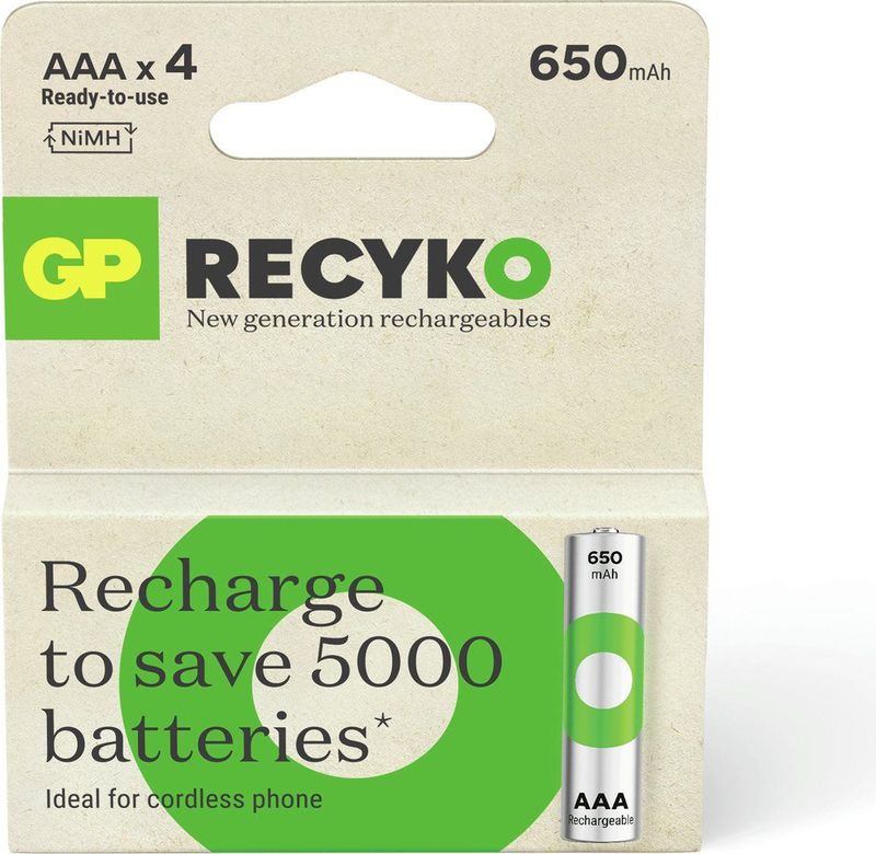 GP - ReCyko - Oplaadbare AAA Batterijen - 4 Stuks - 650 mAh