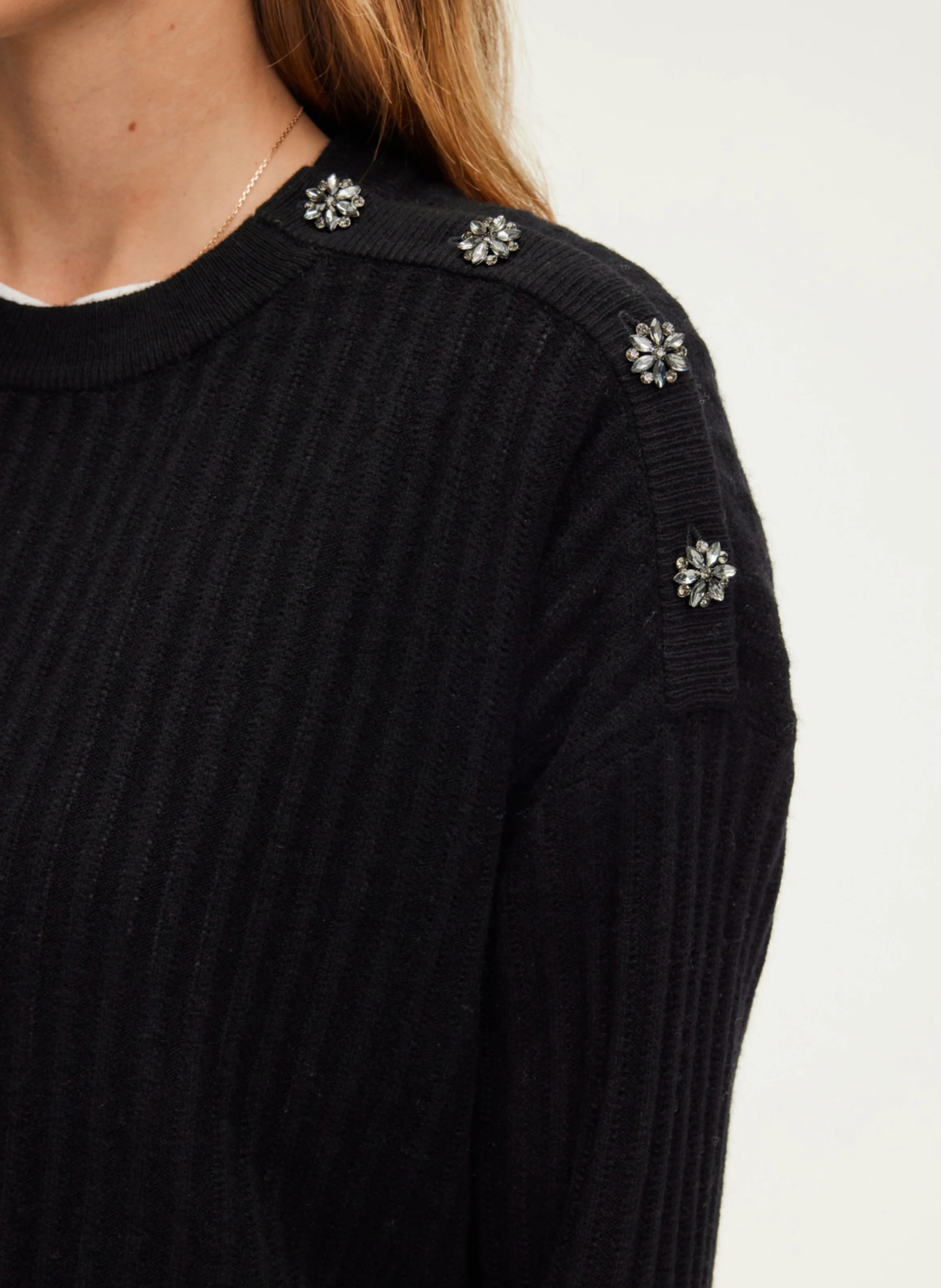 JASSIA - Pull droit col rond en laine | Noir