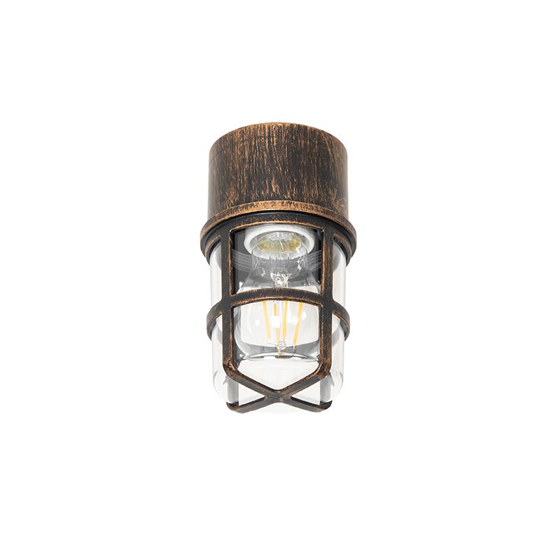 Plafond- en wandlamp antiek goud IP54 - Kiki