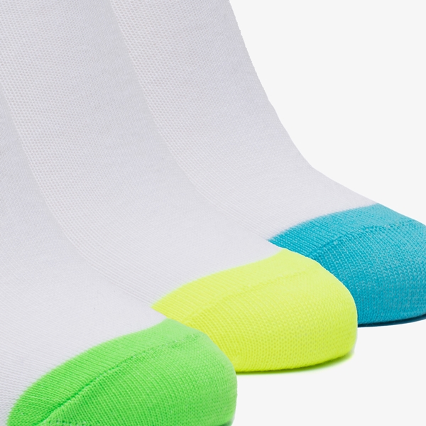 3 paar kinder sneakersokken wit neon groen