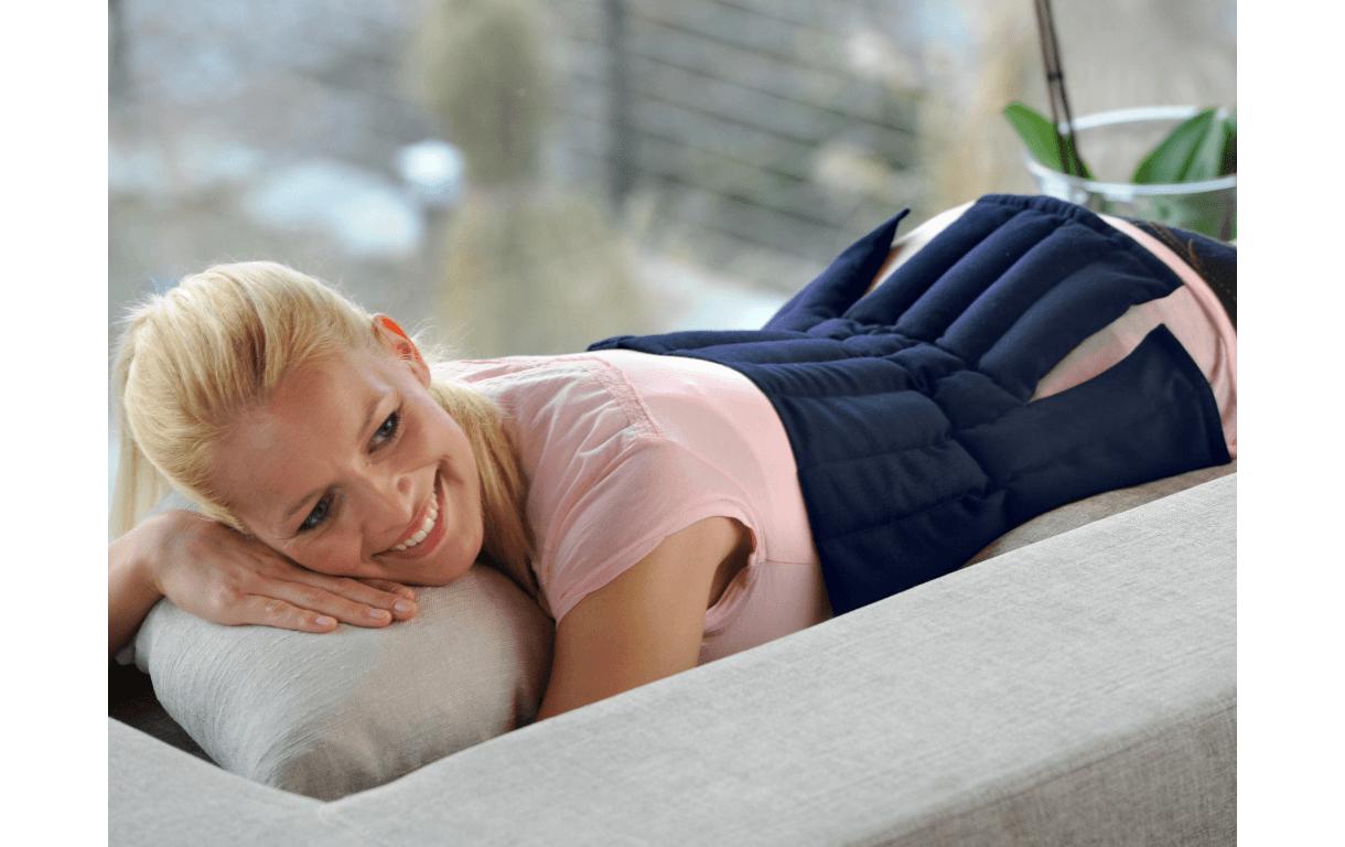Leinsamenkompresse Linum Anatomic 3-teilig, blauWärmekissen für Nacken und Becken mit Leinsamen