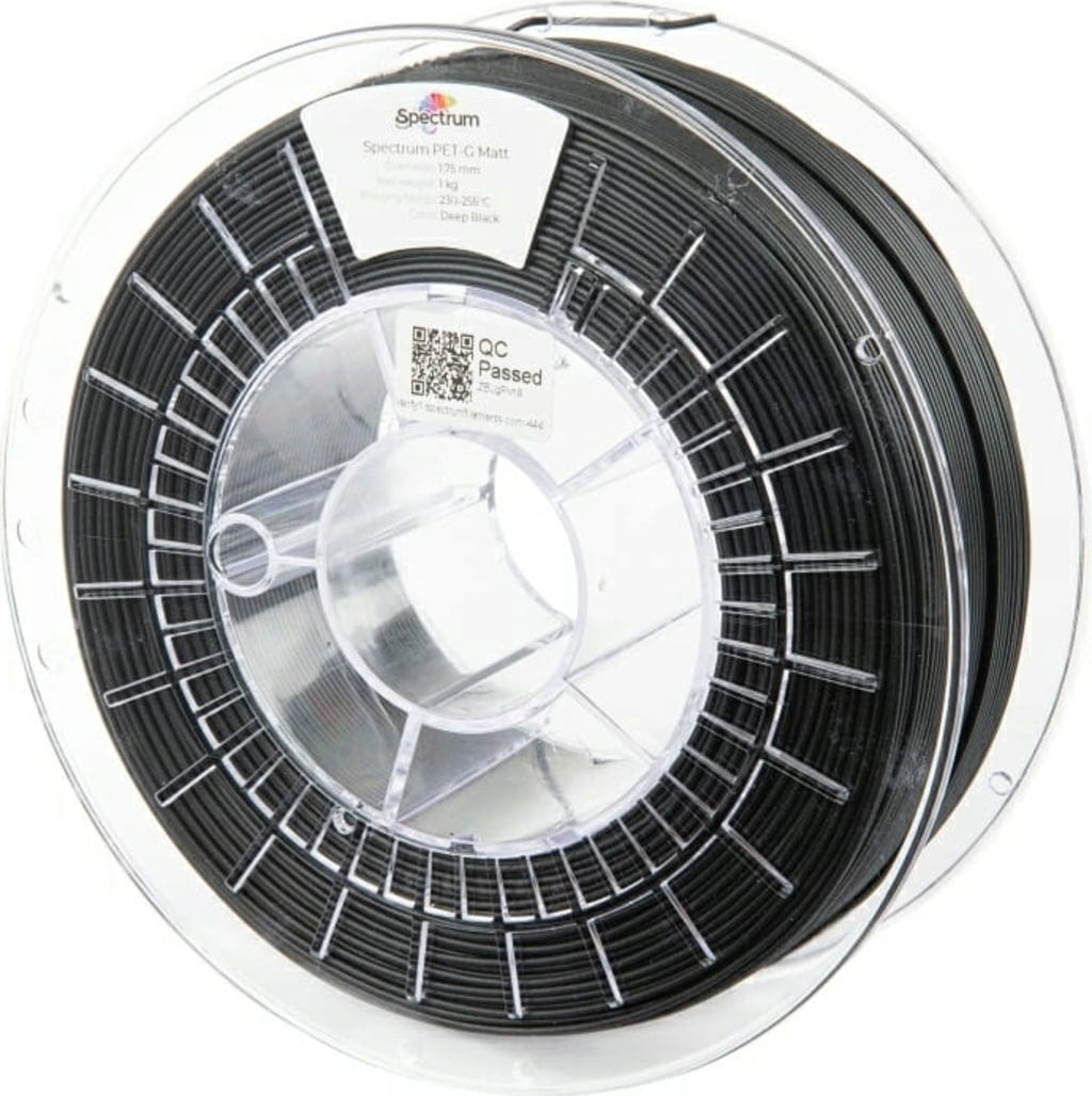 Spectrum  PET-G Matt Deep Black, 1,75 mm / 1000 g    Modifiziertes PET-G mit matter Oberfläche
