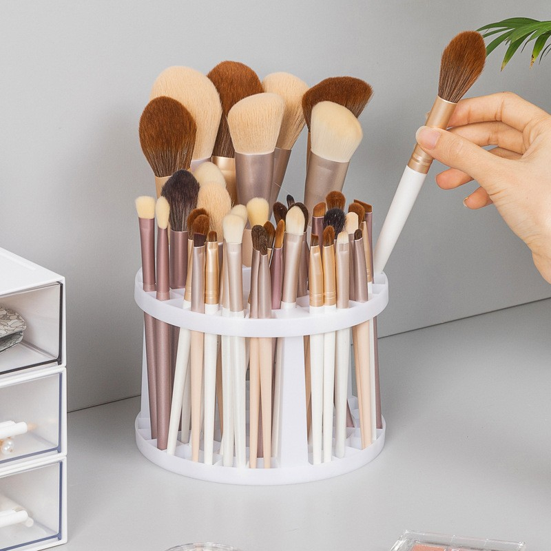 (Ø14cm) Beauty Make Up Pinsel Organizer Kosmetikpinsel Ständer 48 Fächer - Weiss