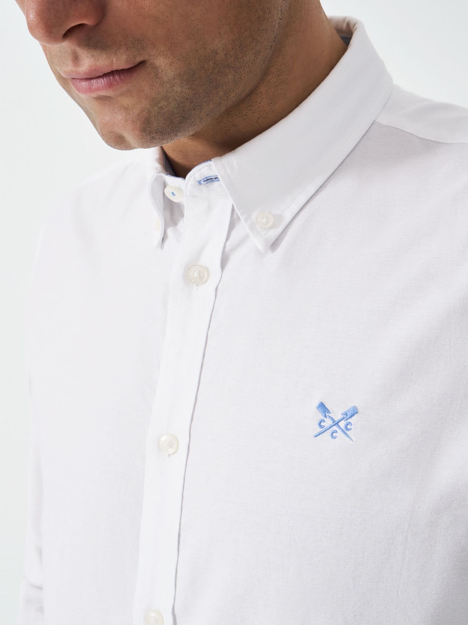 Wit - Crew Clothing classic-fit Oxford-overhemd van 100% katoen