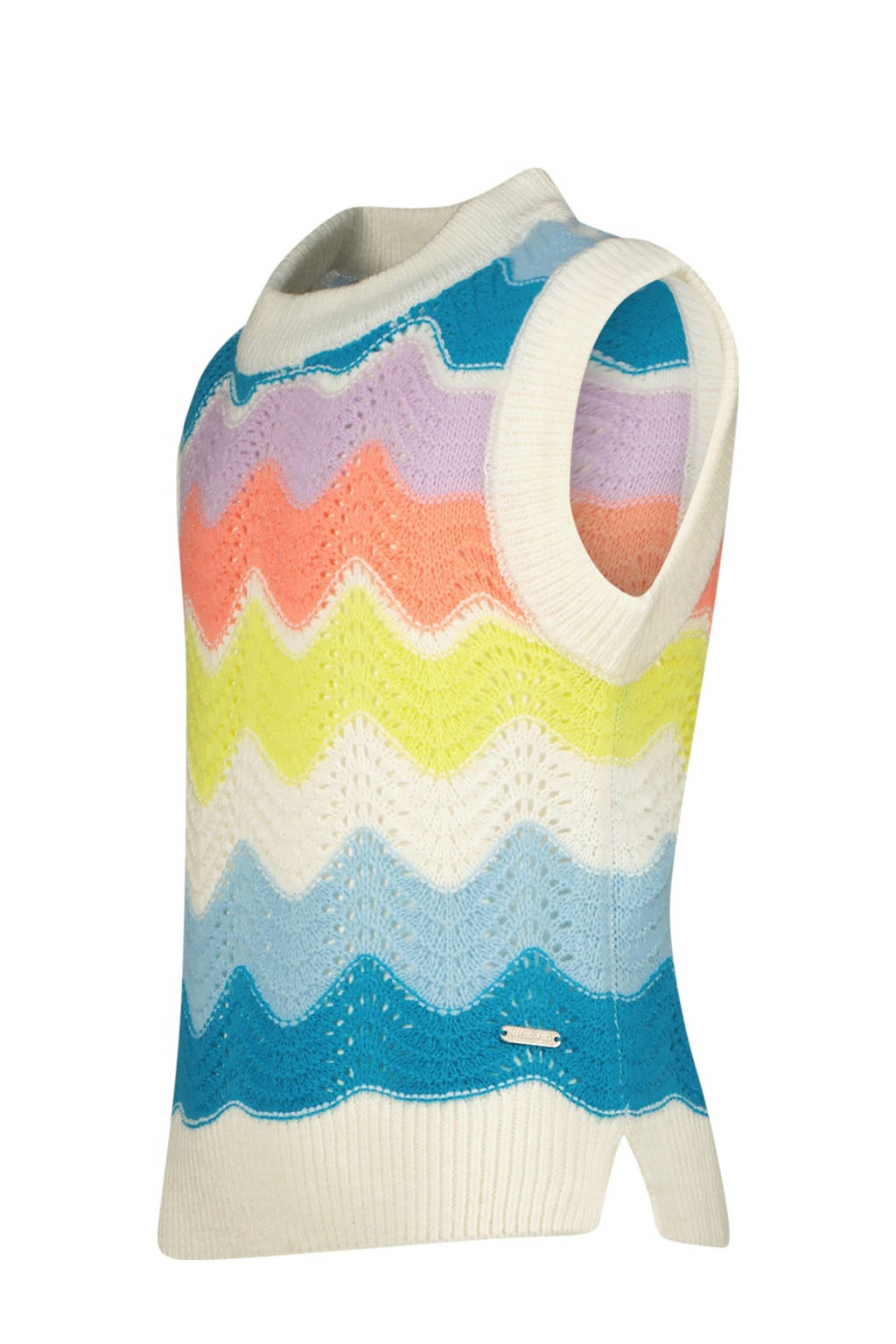 Vingino gebreide spencer blauw/offwhite/geel