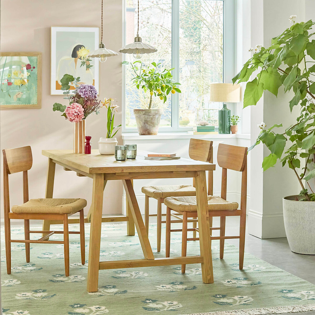 LA REDOUTE INTERIEURS<br>Mesa com extensões 6/8 pessoas em pinho maciço, Cinto