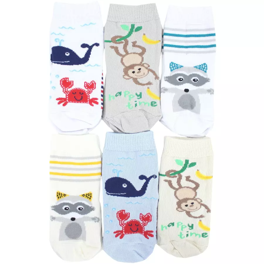 TupTam Kinder Socken Mädchen Jungen Bunt Gemustert 6er Pack beigeweiß
