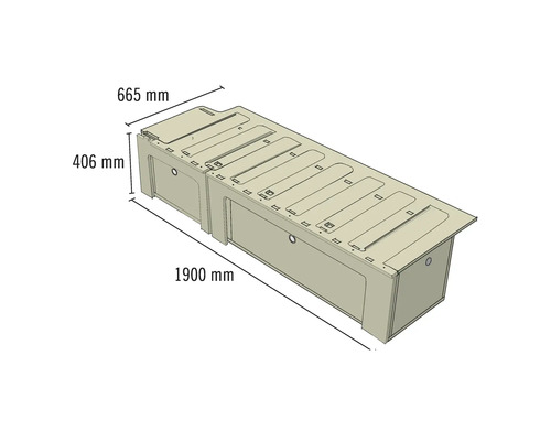 Buildify Campingbox Erik bedsysteem links in de lengte voor VW T5/T6 1900x1165x406 (LxBxH) (zonder montage- en bevestigingsmateriaal)