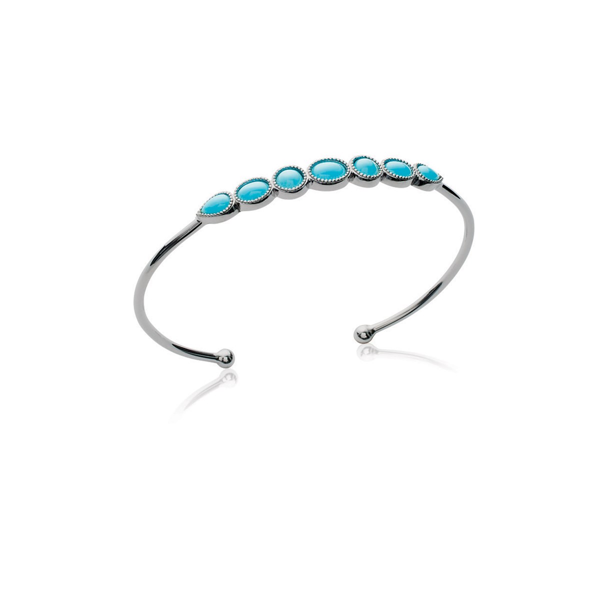 Bracelet jonc en argent et 7 pierres - Lorenzo R