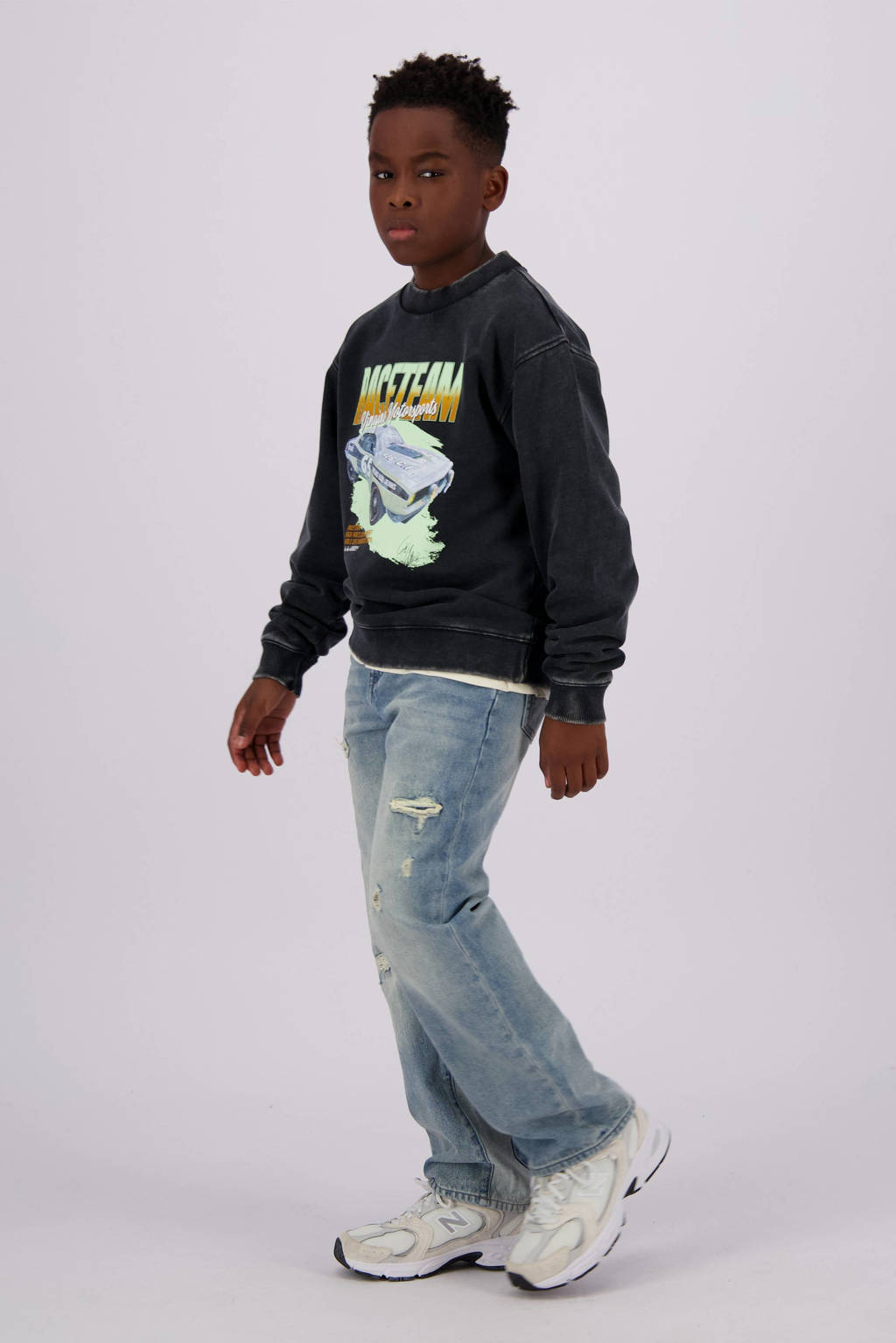 Vingino sweater Nas met printopdruk zwart