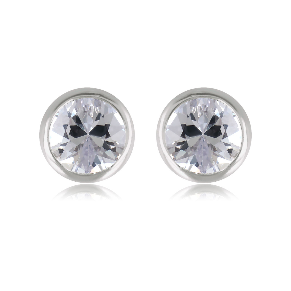 Boucles d'oreille argent rhodié serti clos 5MM avec cubic zirconia