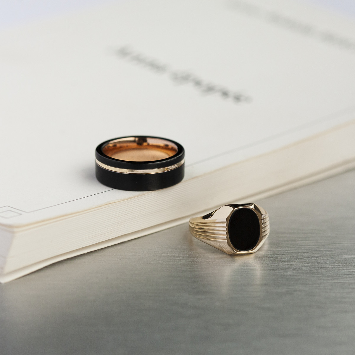 Bague or 375 jaune ovale onyx noir