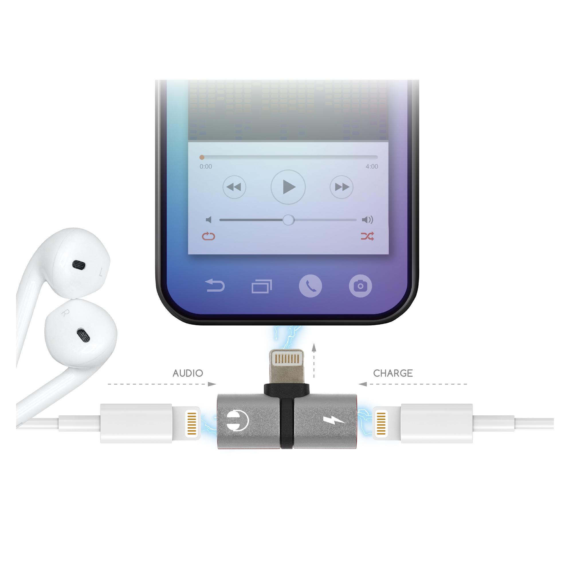 ADAPTATEUR DOUBLE AUDIO CHARGEMENT IPHONE