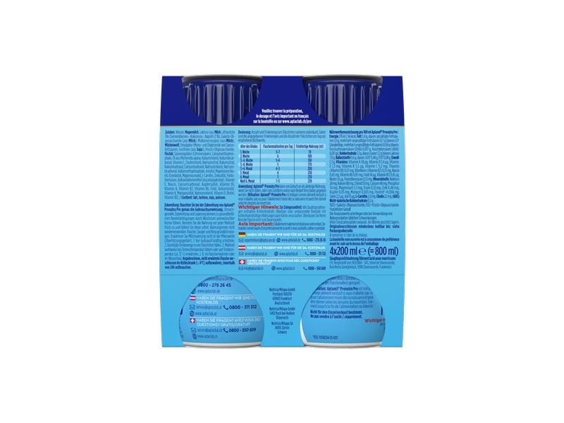 Aptamil Anfangsmilch Pre, Flüssigmilch 4 x 200 ml Aptamil Anfangsmilch Pre, Flüssigmilch 800 ml