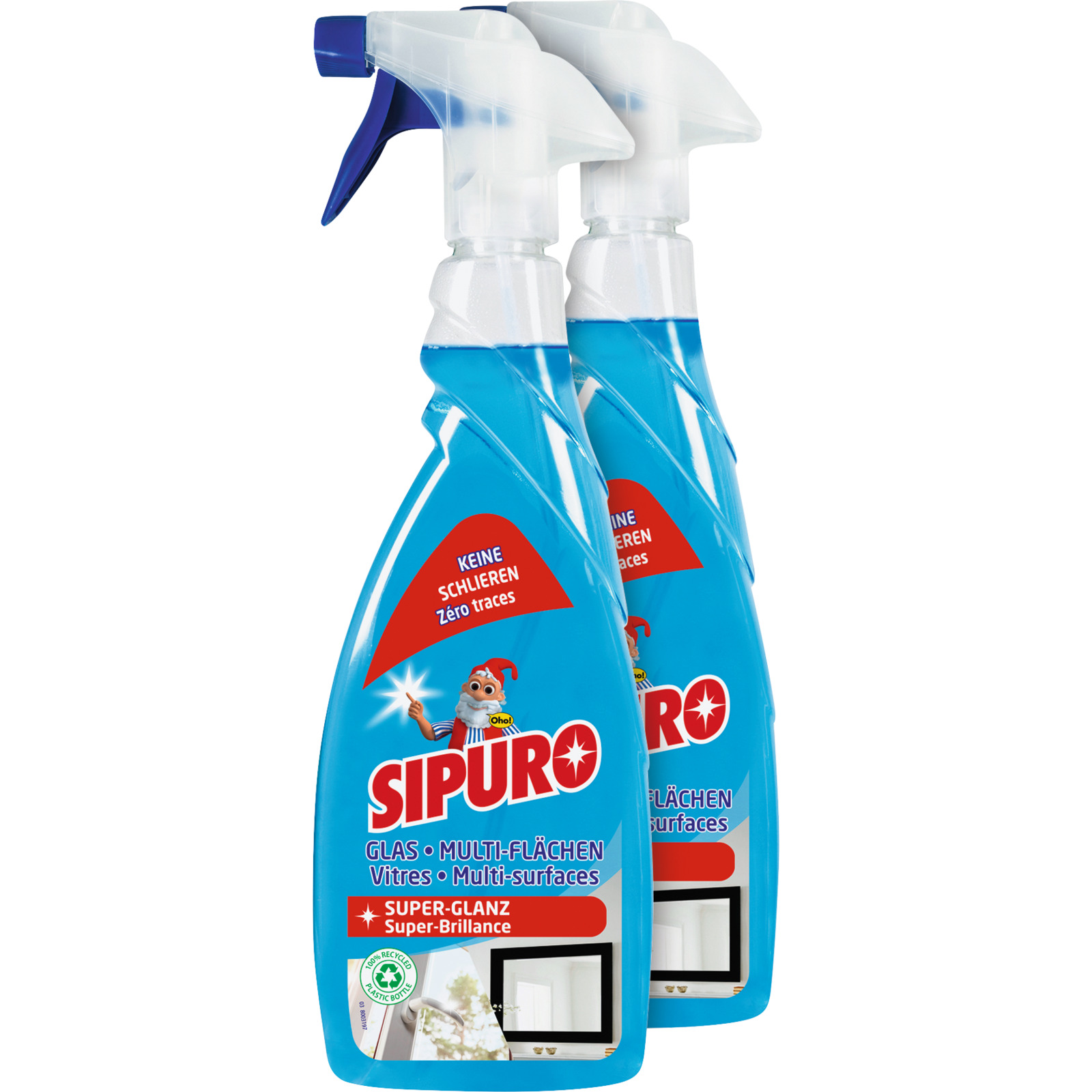 Sipuro Glas & Multiflächen Reinigungsspray 2 x 650 ml