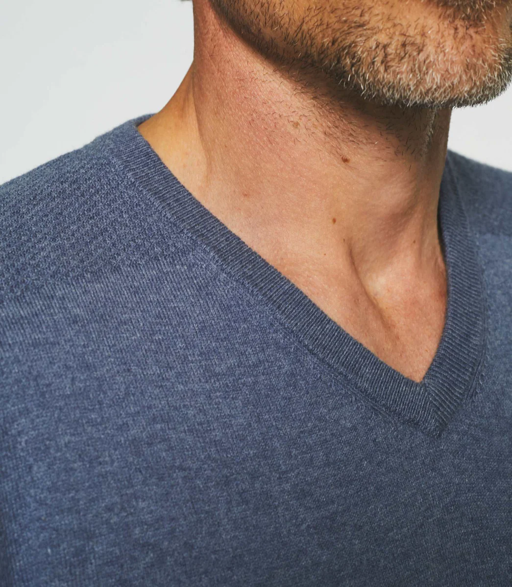 Pull col V en coton-cachemire gris anthracite BRENT