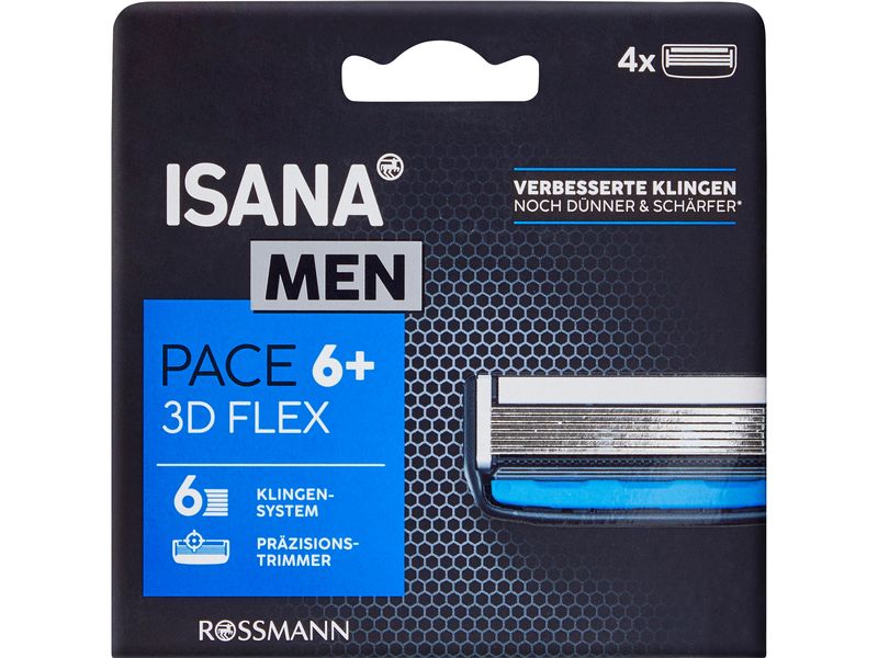 Isana men Rasierklingen Pace 6  4 Stück Praktische Klingen für die Men Pace Rasierer