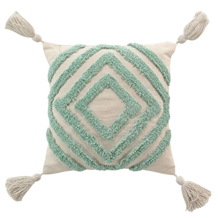 COUSSIN DEHOUSSABLE POMPONS 40X40CM TUFTE ATHENA SAUGE