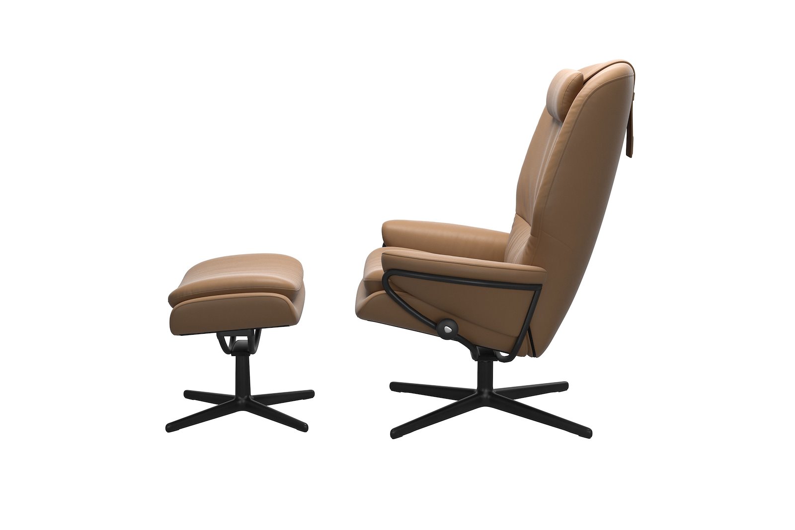 Rome lenestol m/krakk Hud Paloma Taupe - Cross - Matt Black