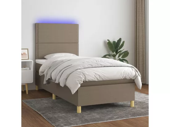 Sommier tapissier avec matelas et LED Taupe 90x190 cm Tissu