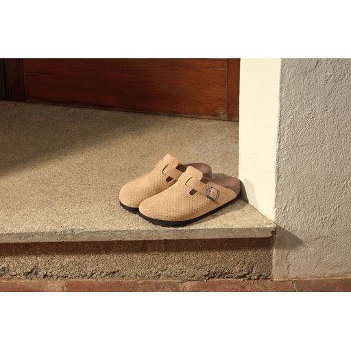 Birkenstock Boston Suede Embossed Sko, New Beige, 42