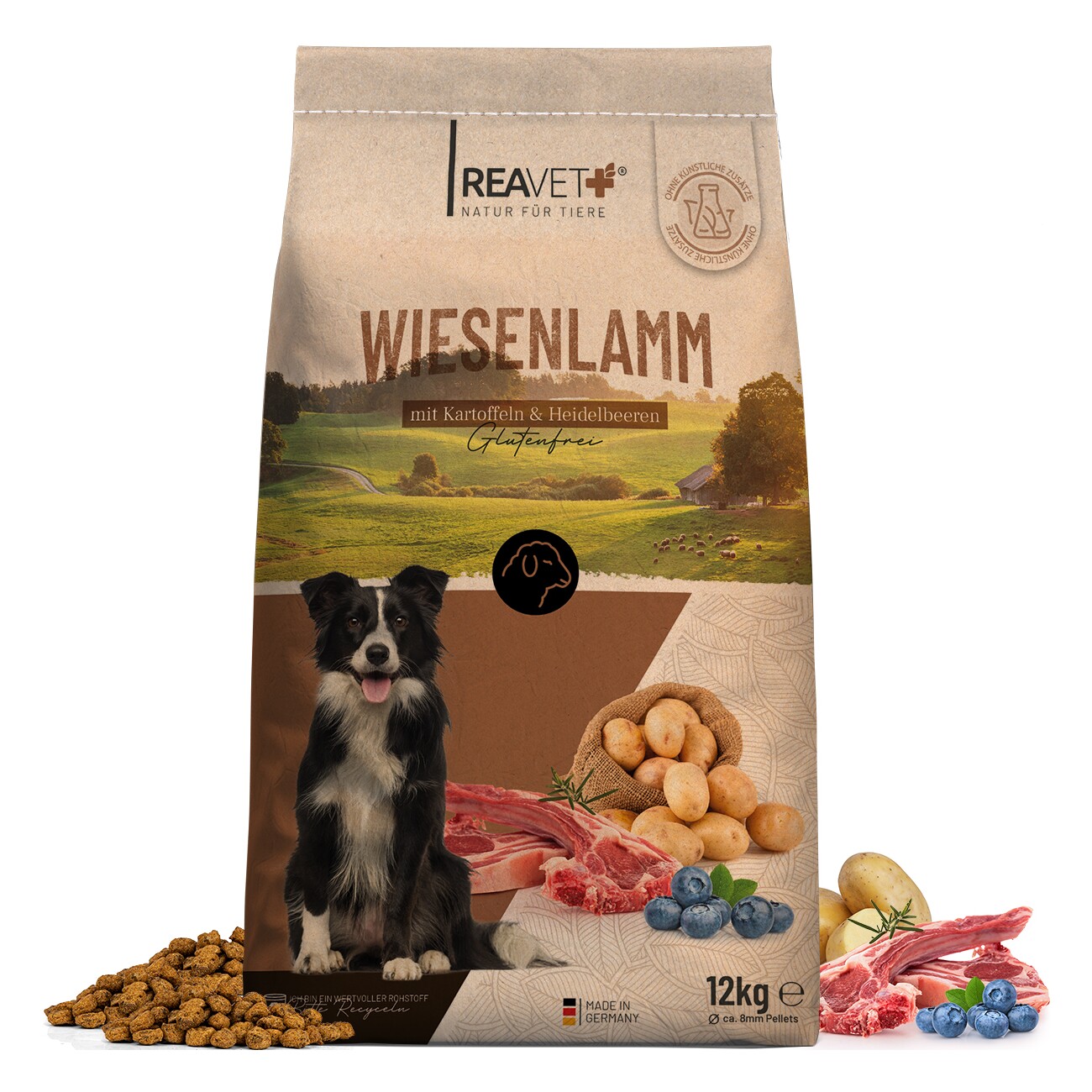 REAVET Trockenfutter Wiesenlamm mit Kartoffeln & Heidelbeeren 12kg