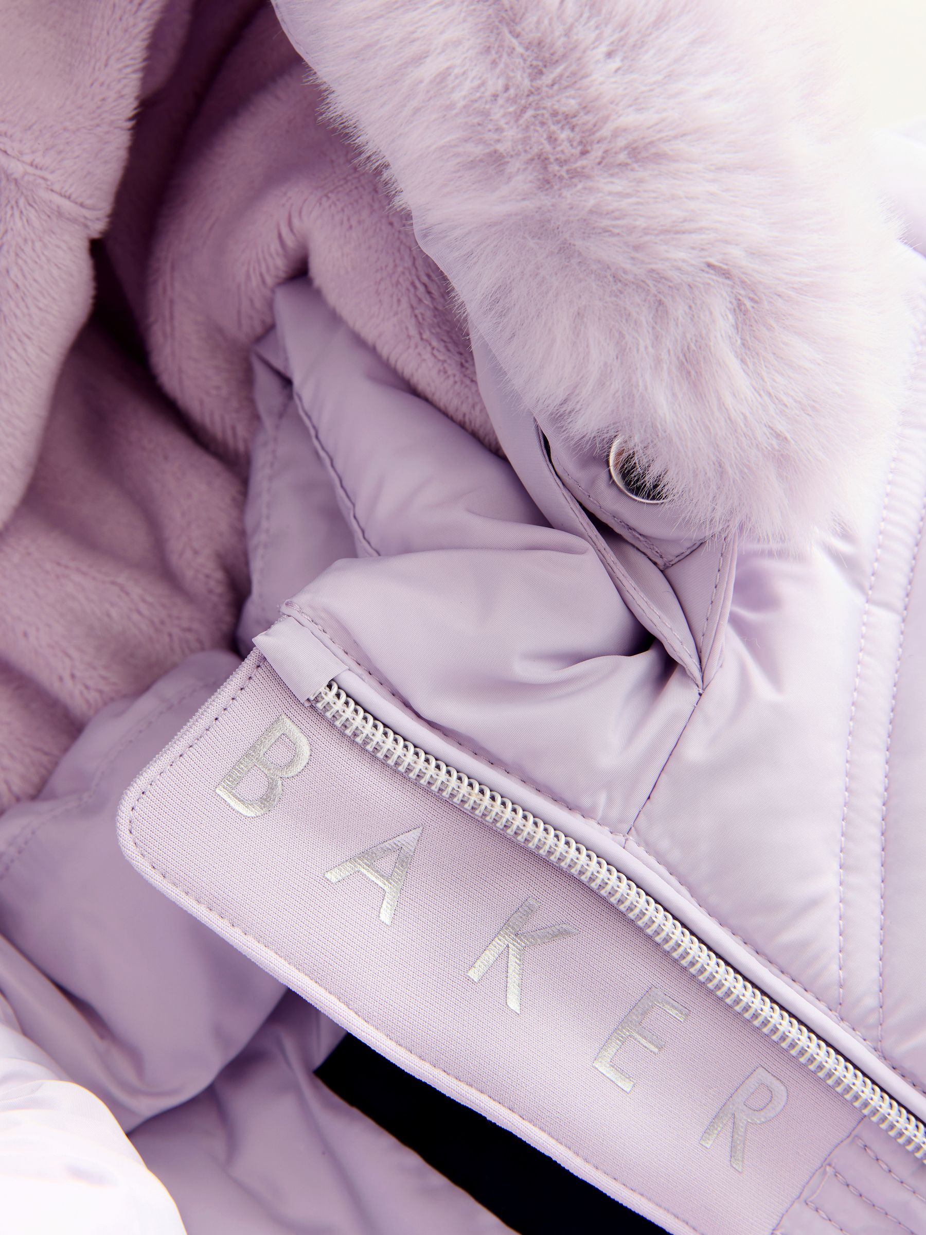 Baker by Ted Baker lilapaarse regenbestendige gewatteerde jas met strik in de taille