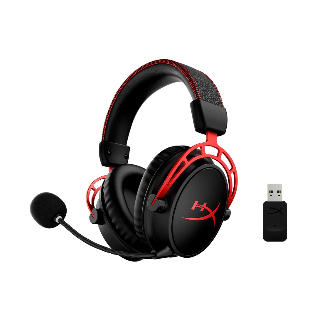 Cloud Alpha Wireless 2.4GHz USB C / USB A Gaming, Kopfhörer Over-Ear Headset mit Dual Chamber Treiber und Mikrofon (4P5D4AA) - Schwarz / Rot