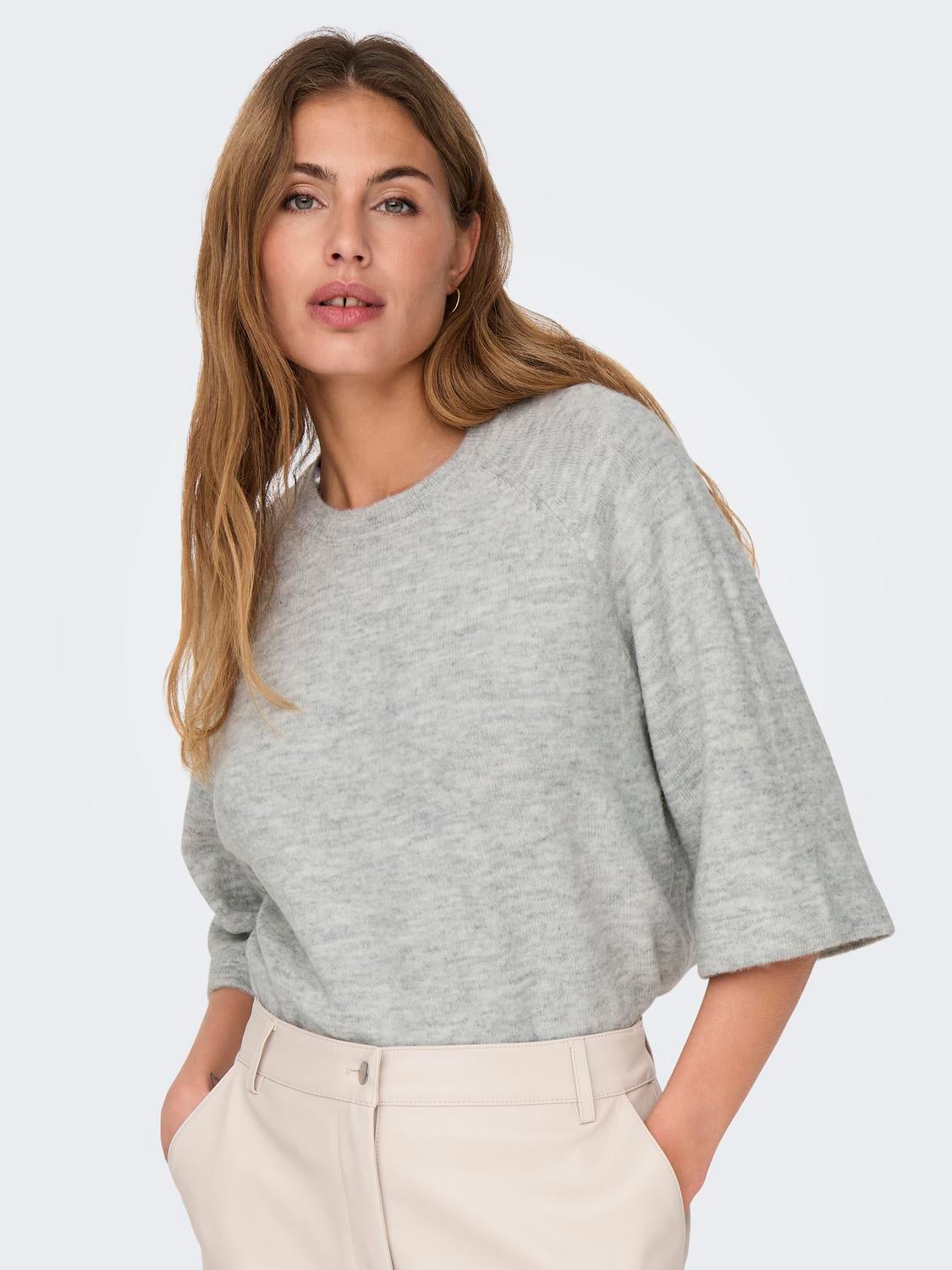 ONLSIMONI Strickpullover Light Grey Melange