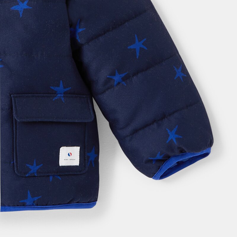 Doudoune à capuche imprimé étoiles bleue bébé garçon Absorba Bleu