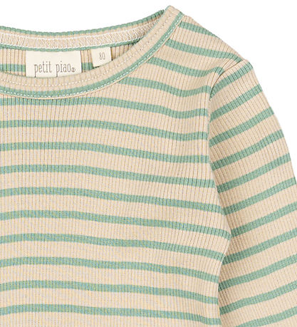 Petit Piao Bluse - Rib - Modal - Granit Green/Dark Off White
