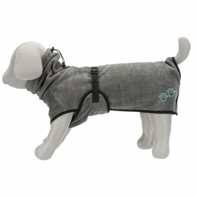 Peignoir de bain éponge gris pour chien