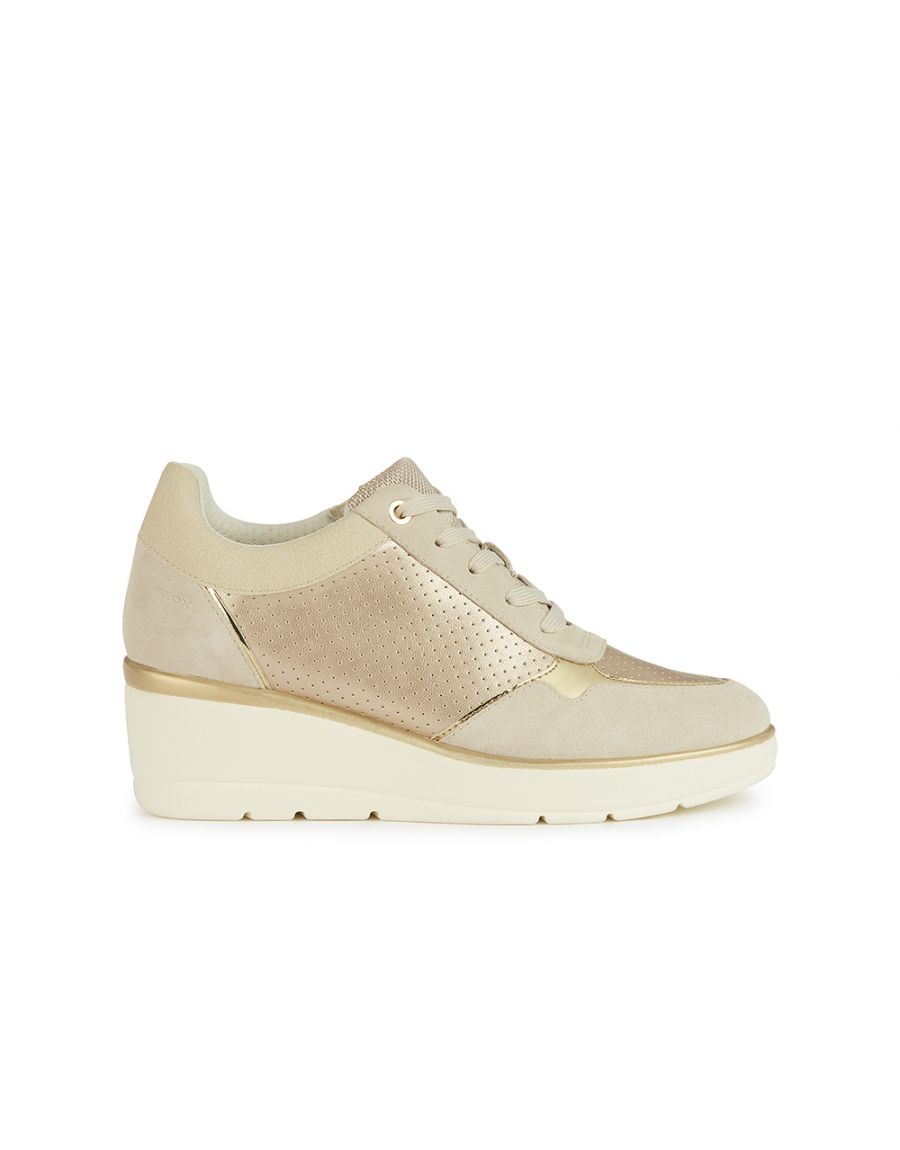 Baskets compensées beige